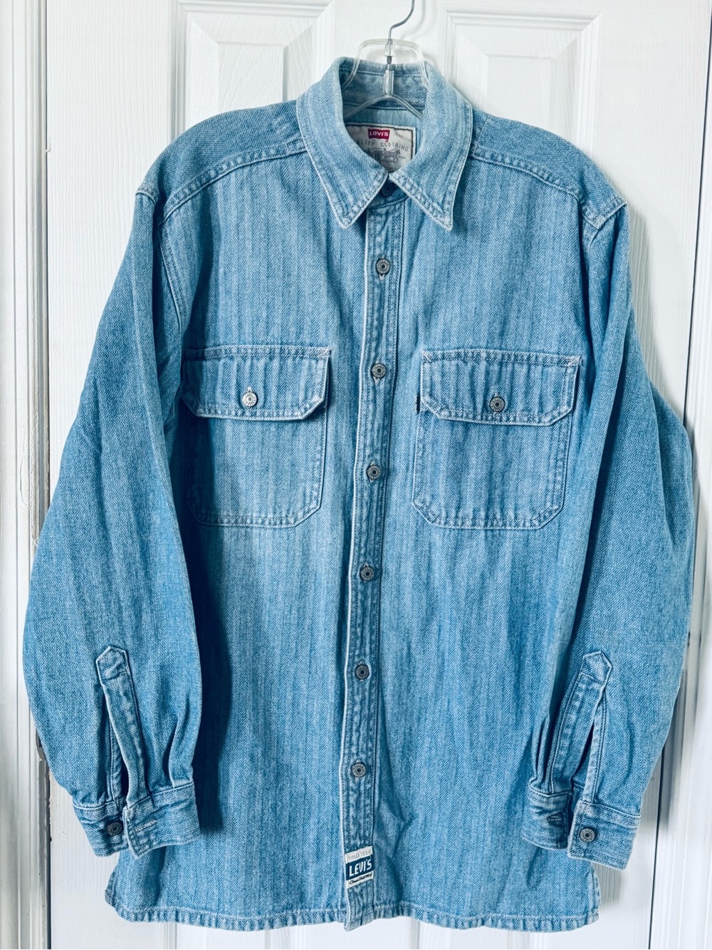 Levi's Light Blue Denim Shirt Jacket with Chest Flap Pockets